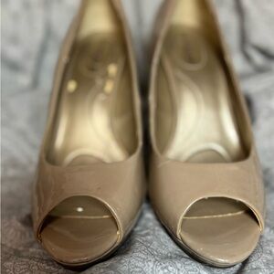 Bandolino Nude Patent Peep-Toe Pumps